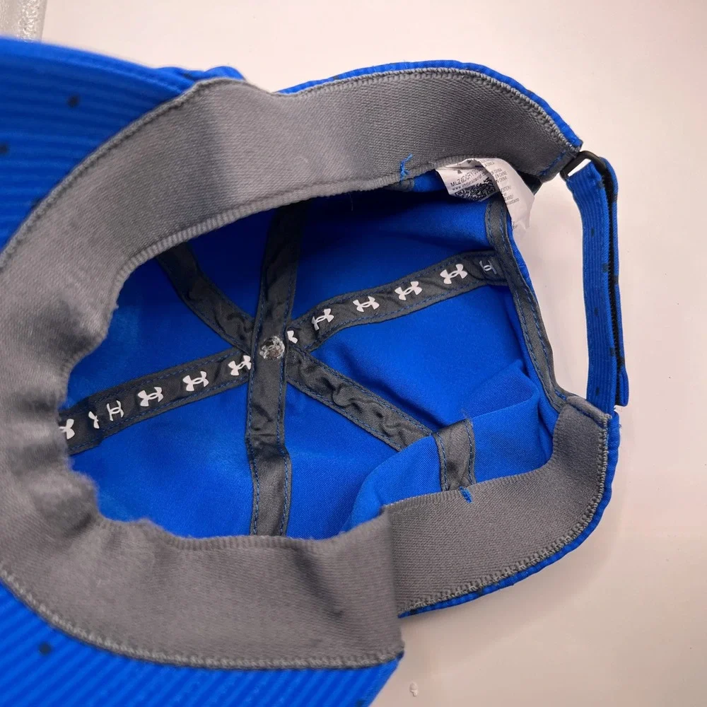 Under Armour Womens Blue Polka Dot Striped Adjustable Golf Baseball Hat OSFA